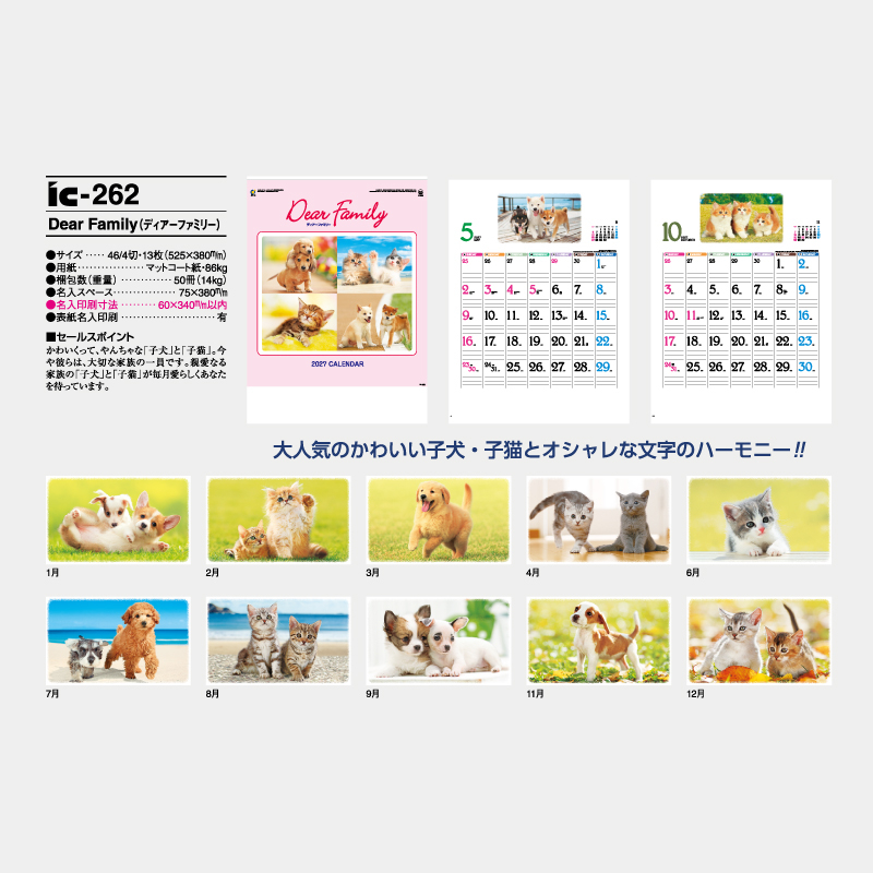 Dear Family(ディアーファミリー) 　 名入れ壁掛けカレンダー