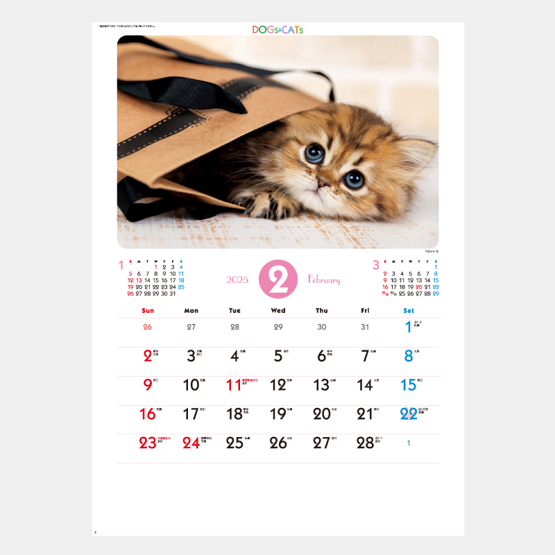 ラブリードッグ＆キャット　名入れ壁掛けカレンダー