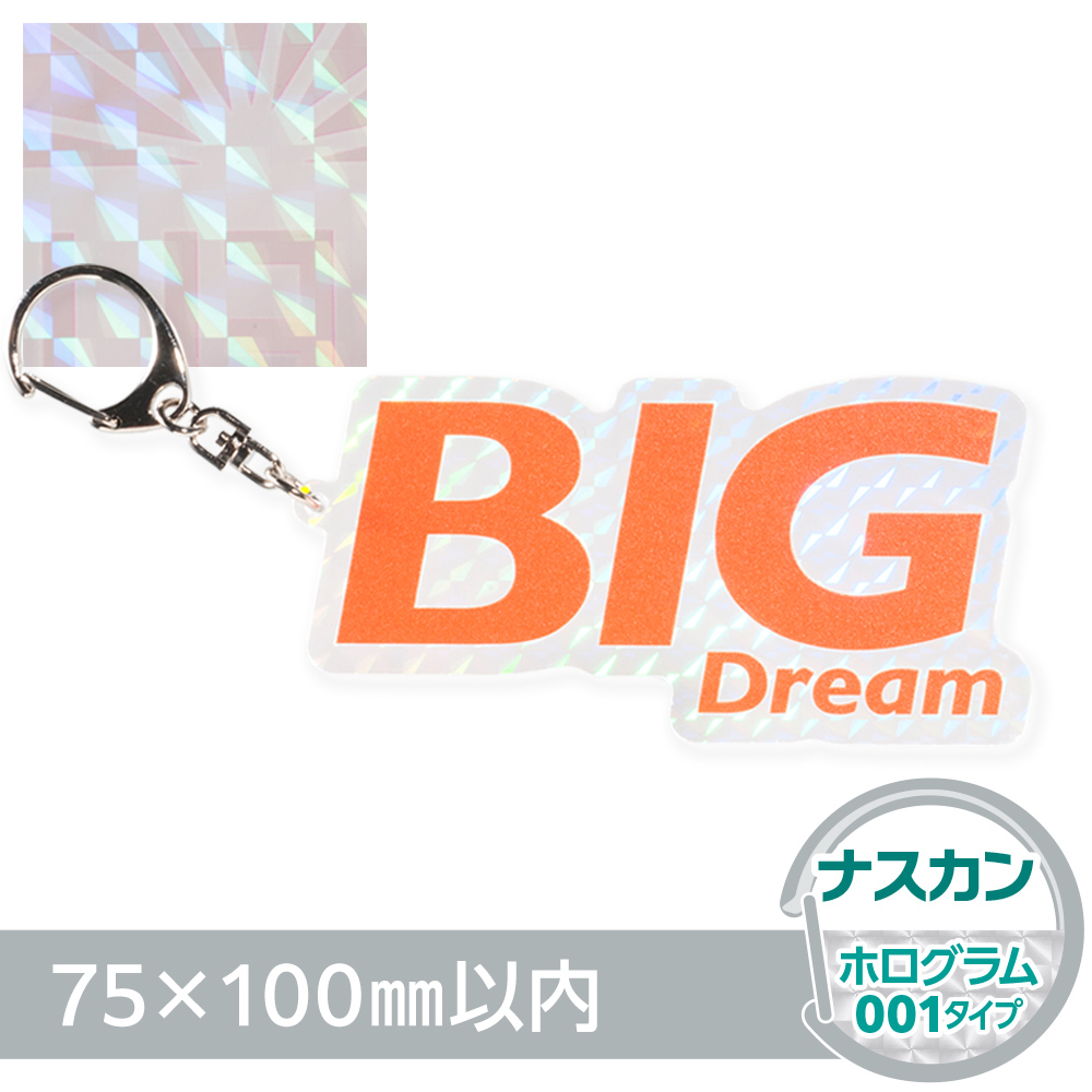 ホログラム001　アクリルキーホルダー　ナスカン（片面印刷タイプ）オリジナル形状75×100mm以内