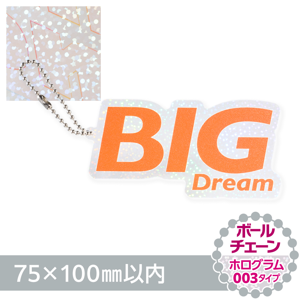 ホログラム003　アクリルキーホルダー　ボールチェーン（片面印刷タイプ）オリジナル形状75×100mm以内