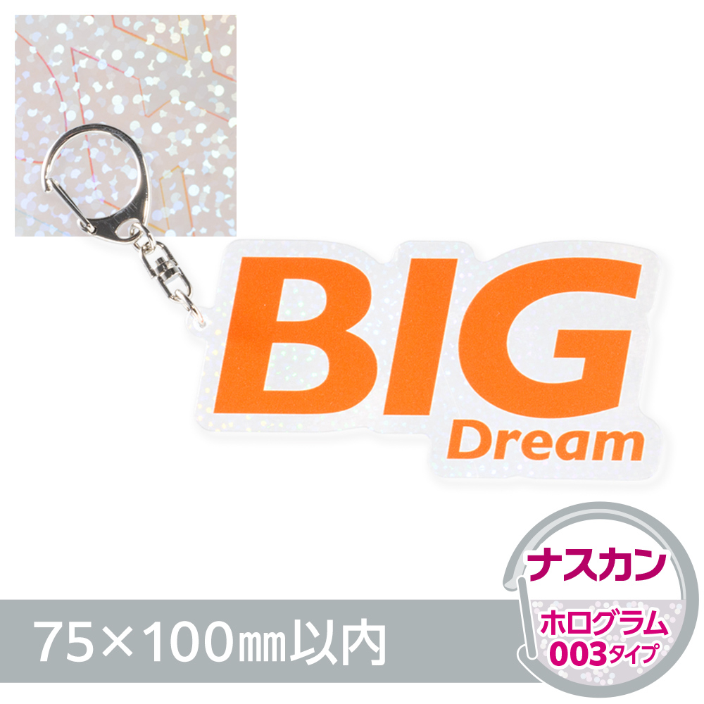 ホログラム003　アクリルキーホルダー　ナスカン（片面印刷タイプ）オリジナル形状75×100mm以内